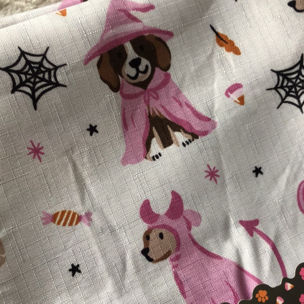 Halloween Mixed Breed Dog Print Shower Curtain - Pink - Picture 6 of 9